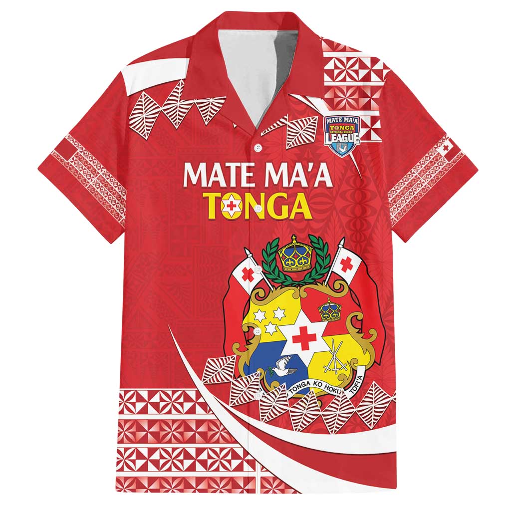 Custom Mate Maa Tonga Family Matching Long Sleeve Bodycon Dress and Hawaiian Shirt 2024 Go Champions LT14 Dad's Shirt - Short Sleeve Red - Polynesian Pride