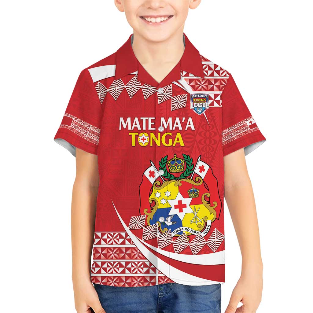 Custom Mate Maa Tonga Family Matching Tank Maxi Dress and Hawaiian Shirt 2024 Go Champions LT14 Son's Shirt Red - Polynesian Pride