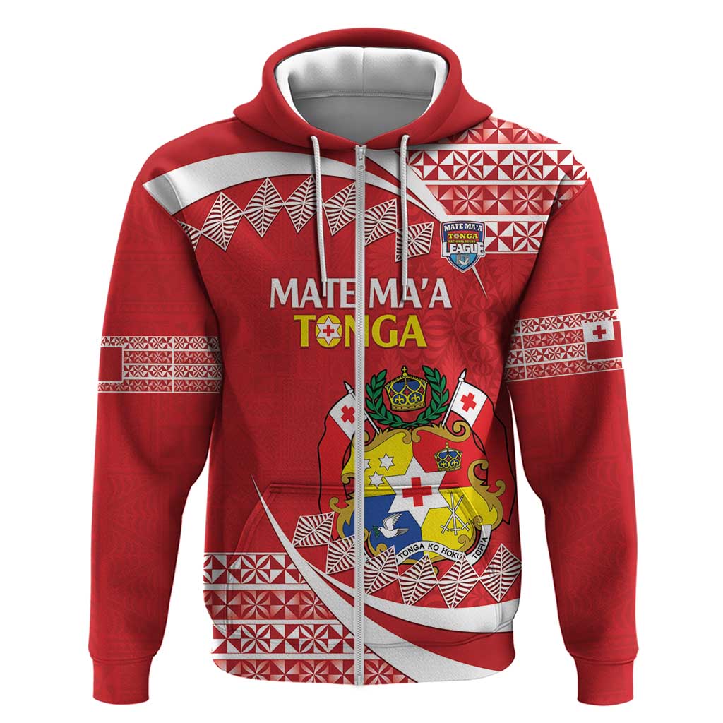 Custom Mate Maa Tonga Hoodie 2024 Go Champions LT14 Zip Hoodie Red - Polynesian Pride