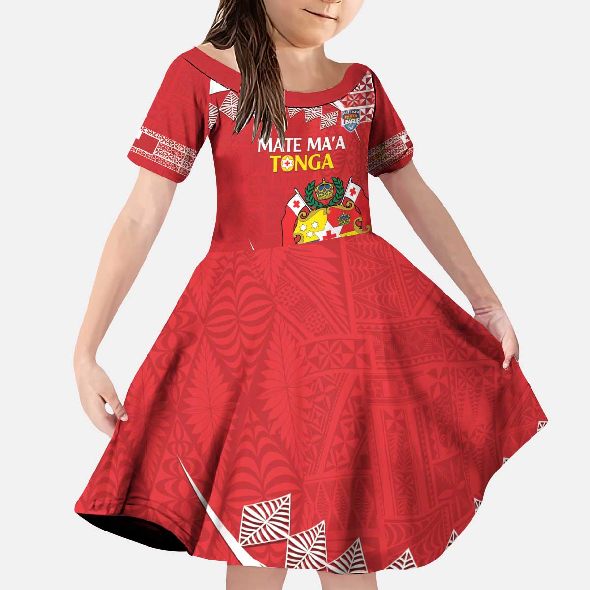 Custom Mate Maa Tonga Kid Short Sleeve Dress 2024 Go Champions LT14 KID Red - Polynesian Pride