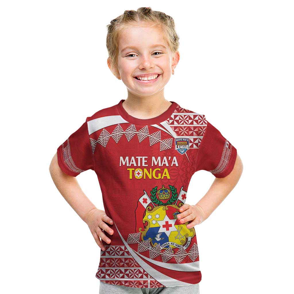 Custom Mate Maa Tonga Kid T Shirt 2024 Go Champions LT14 Red - Polynesian Pride