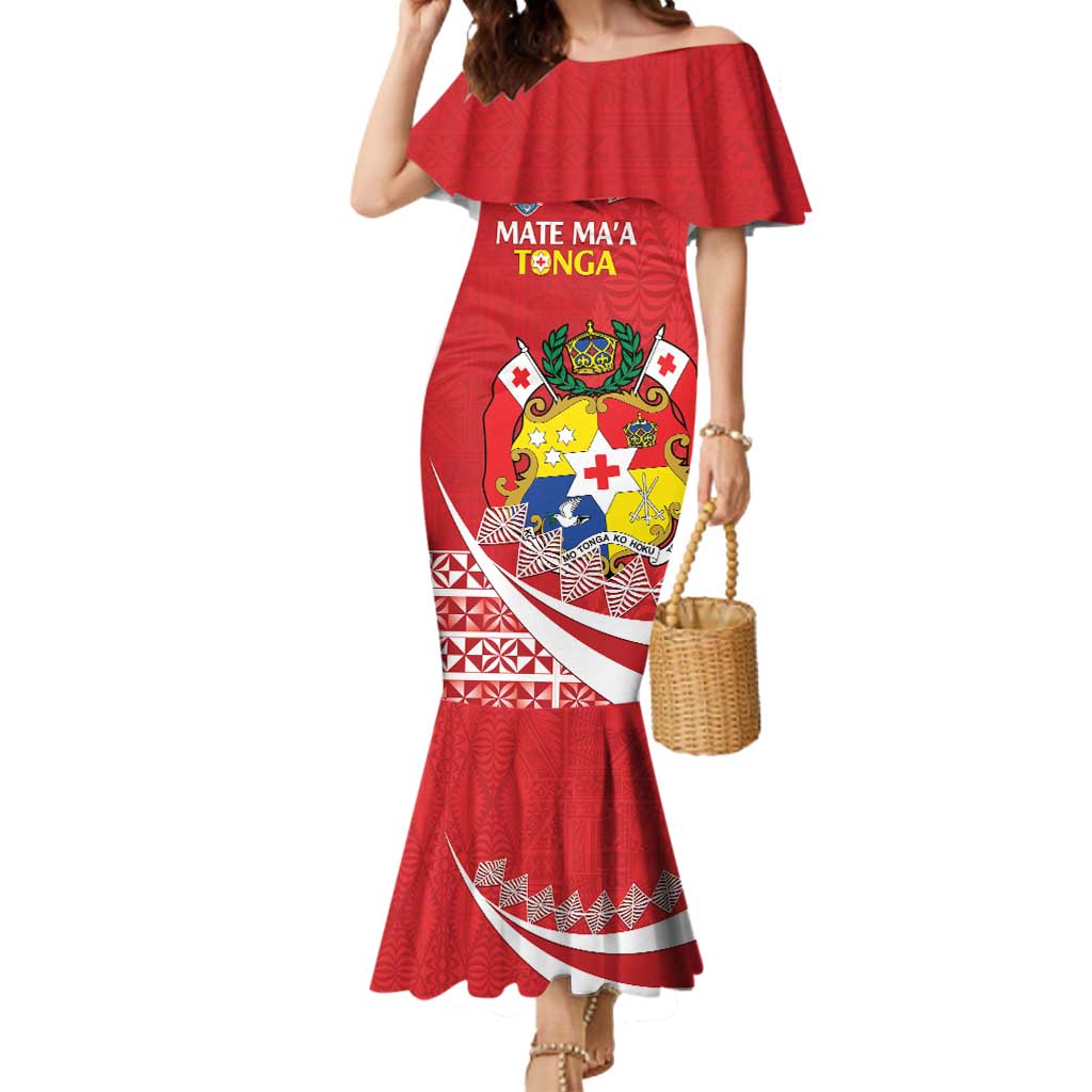 Custom Mate Maa Tonga Mermaid Dress 2024 Go Champions LT14 Women Red - Polynesian Pride
