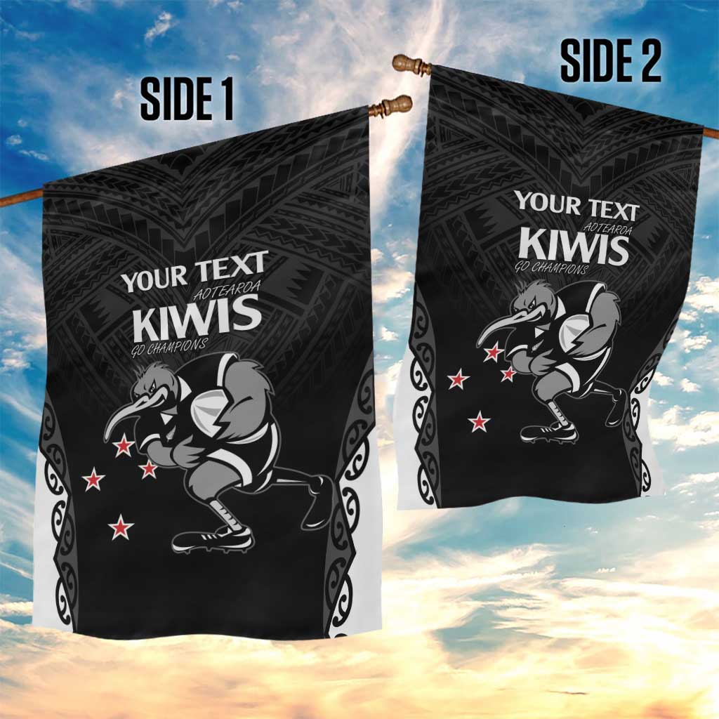 Aotearoa Rugby Custom Garden Flag Maori Kiwi - Mascot Style