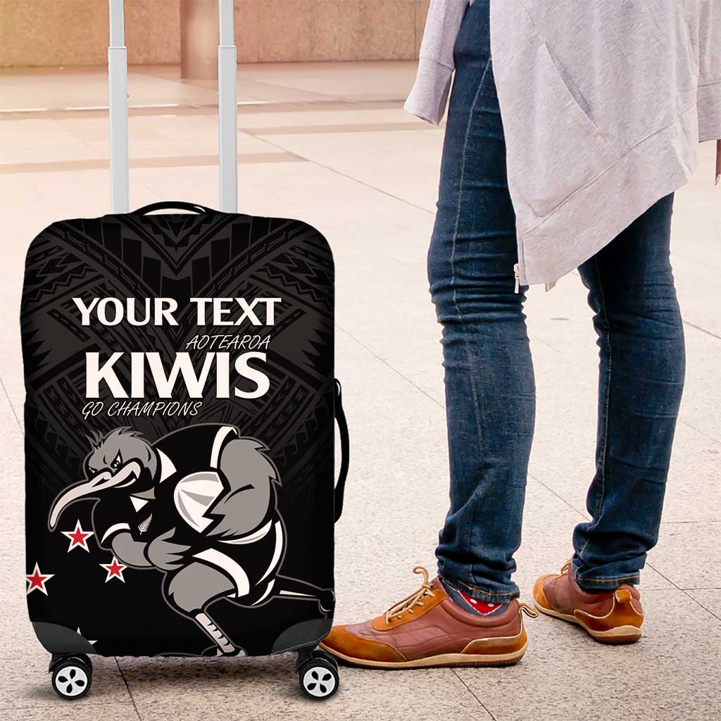 Aotearoa Rugby Custom Luggage Cover Maori Kiwi - Mascot Style LT14 Black - Polynesian Pride
