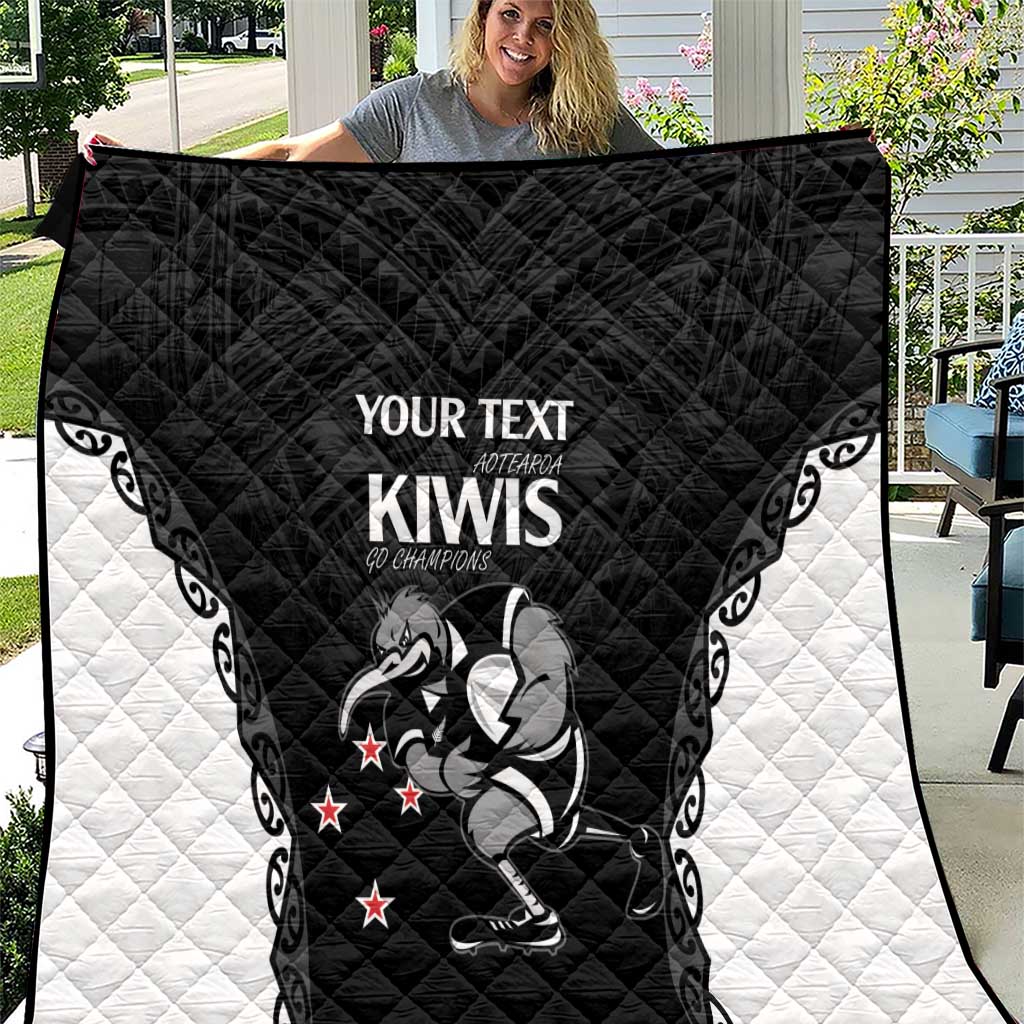 Aotearoa Rugby Custom Quilt Maori Kiwi - Mascot Style LT14 Black - Polynesian Pride