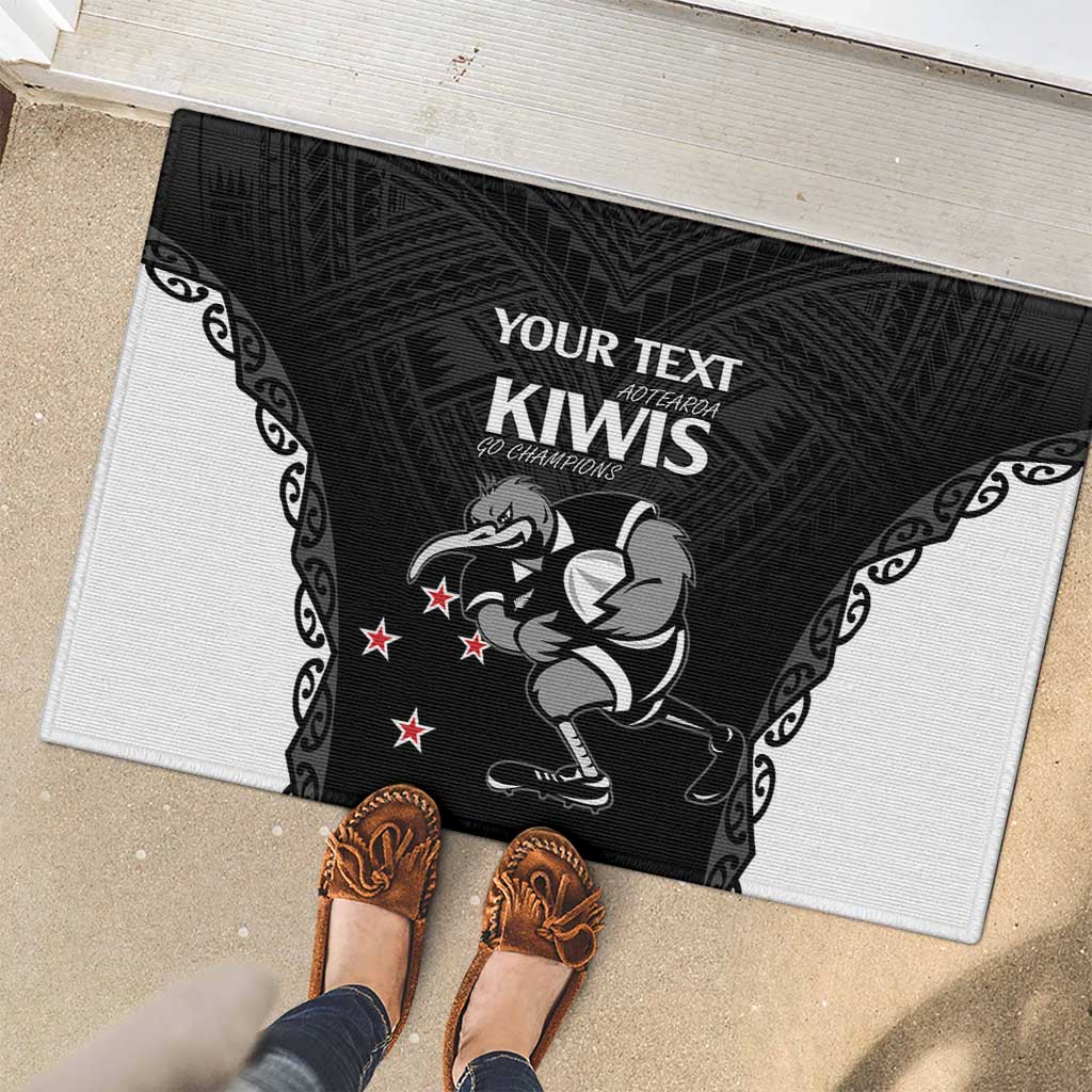 Aotearoa Rugby Custom Rubber Doormat Maori Kiwi - Mascot Style