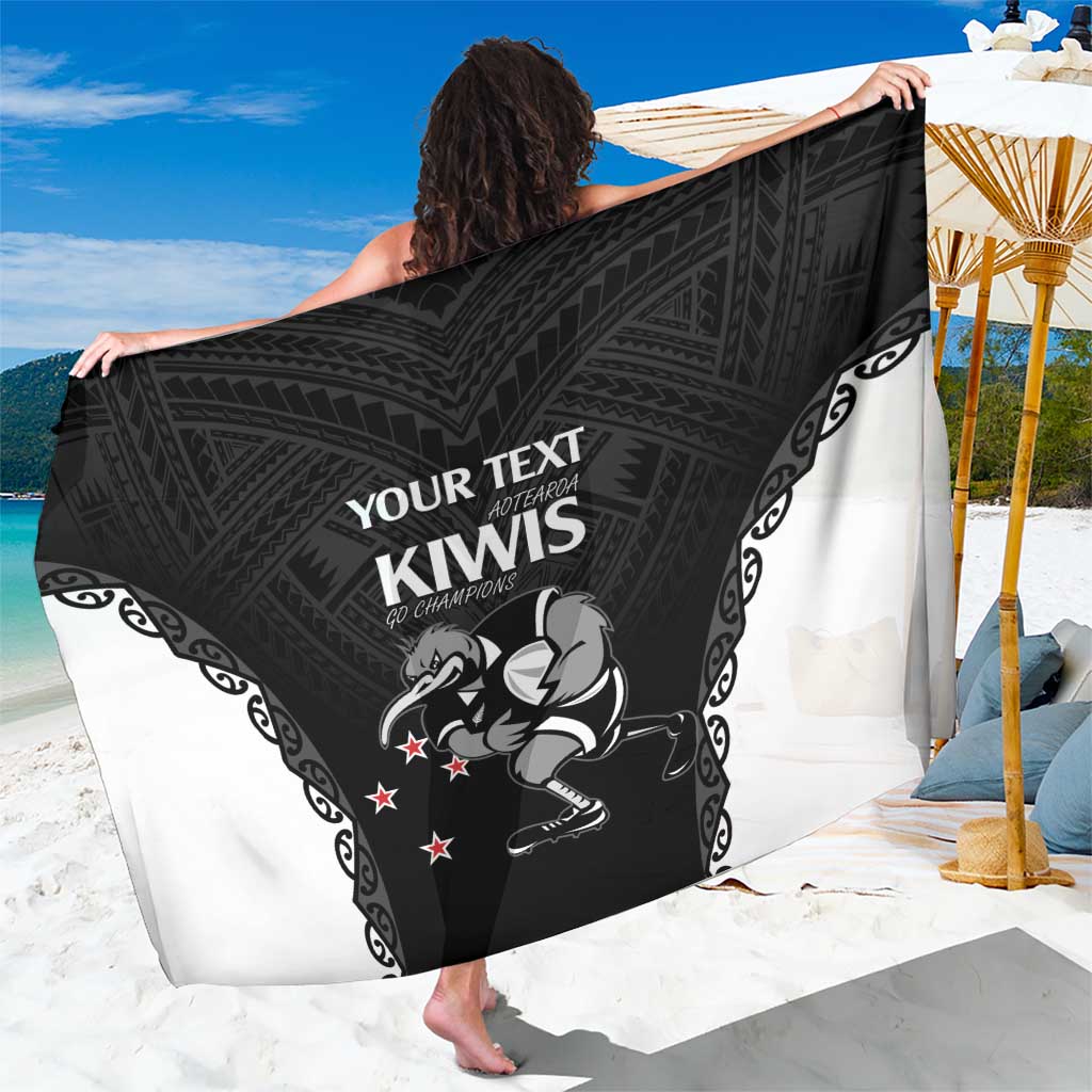 Aotearoa Rugby Custom Sarong Maori Kiwi - Mascot Style LT14 One Size 44 x 66 inches Black - Polynesian Pride
