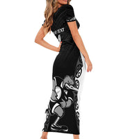 Aotearoa Rugby Custom Short Sleeve Bodycon Dress Maori Kiwi - Mascot Style LT14 - Polynesian Pride