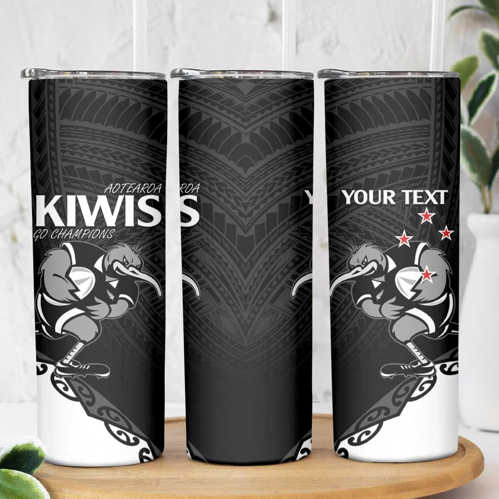 Custom Aotearoa Rugby Skinny Tumbler Maori Kiwi - Mascot Style
