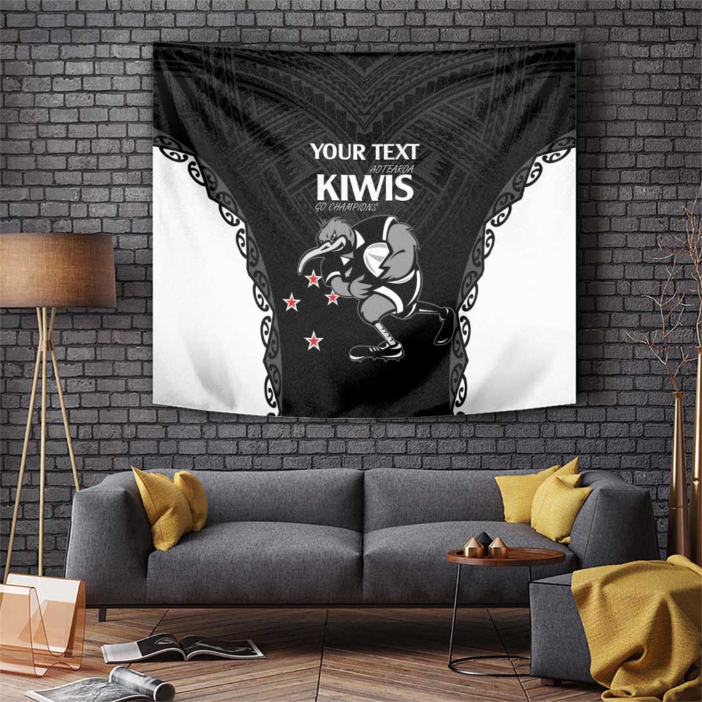 Aotearoa Rugby Custom Tapestry Maori Kiwi - Mascot Style LT14 Black - Polynesian Pride