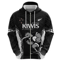 Aotearoa Rugby Custom Zip Hoodie Maori Kiwi - Mascot Style LT14 - Polynesian Pride
