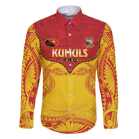 Papua New Guinea Rugby Custom Family Matching Summer Maxi Dress and Hawaiian Shirt Go Kumuls PNG - Polynesian Pattern LT14 Dad's Shirt - Long Sleeve Yellow - Polynesian Pride