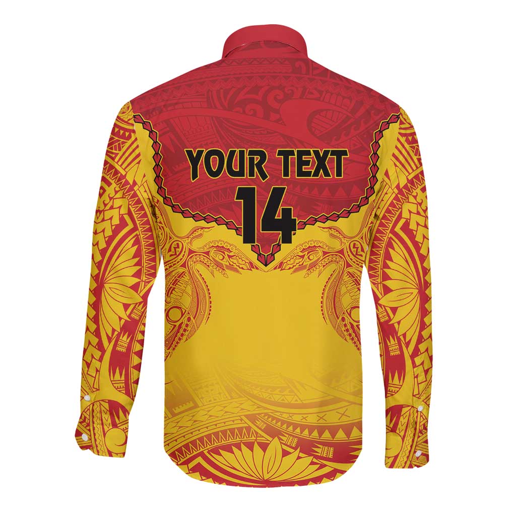 Papua New Guinea Rugby Custom Long Sleeve Button Shirt Go Kumuls PNG - Polynesian Pattern LT14 - Polynesian Pride