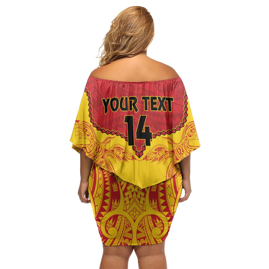 Papua New Guinea Rugby Custom Off Shoulder Short Dress Go Kumuls PNG - Polynesian Pattern LT14 - Polynesian Pride