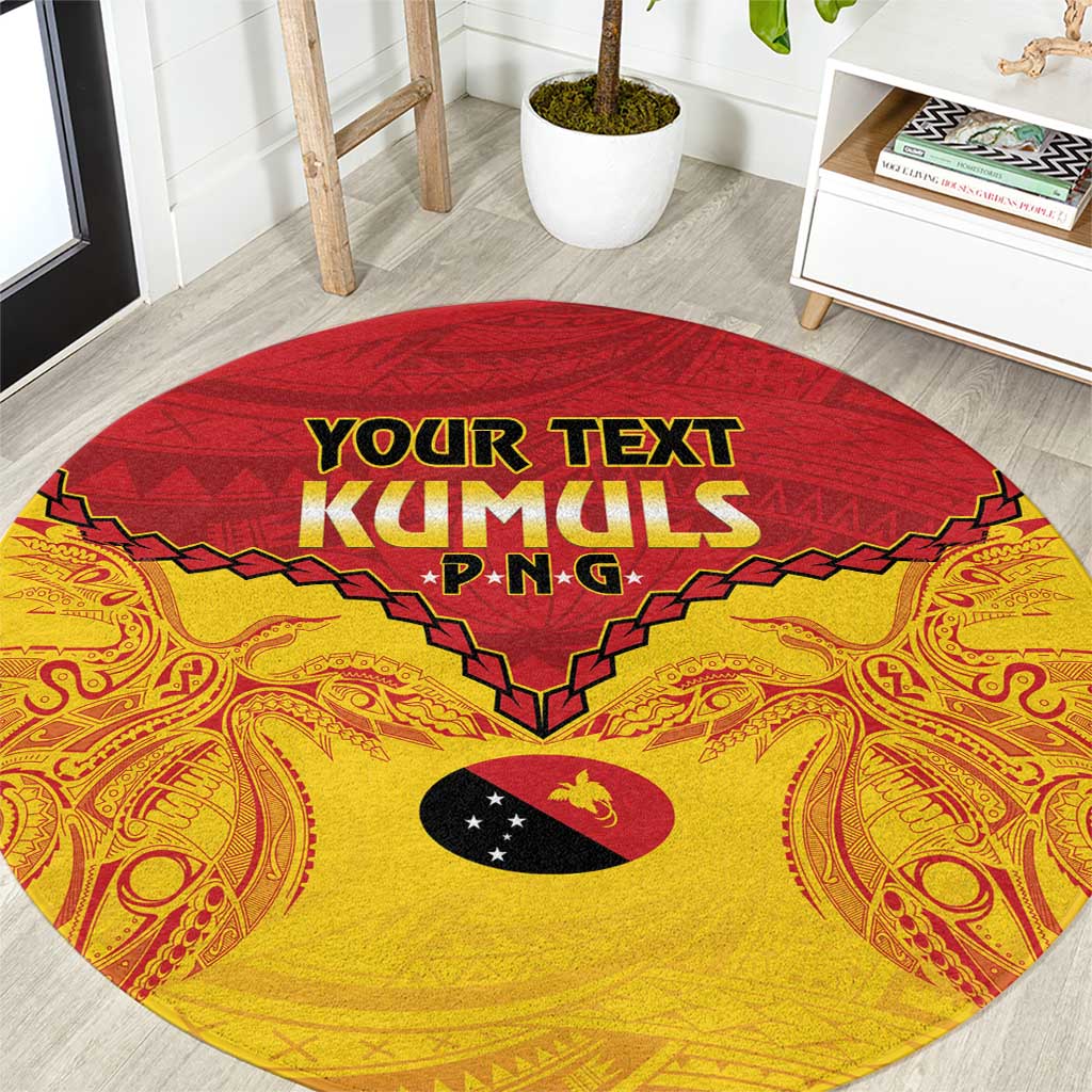 Papua New Guinea Rugby Custom Round Carpet Go Kumuls PNG - Polynesian Pattern LT14 Yellow - Polynesian Pride