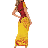 Papua New Guinea Rugby Custom Short Sleeve Bodycon Dress Go Kumuls PNG - Polynesian Pattern LT14 - Polynesian Pride