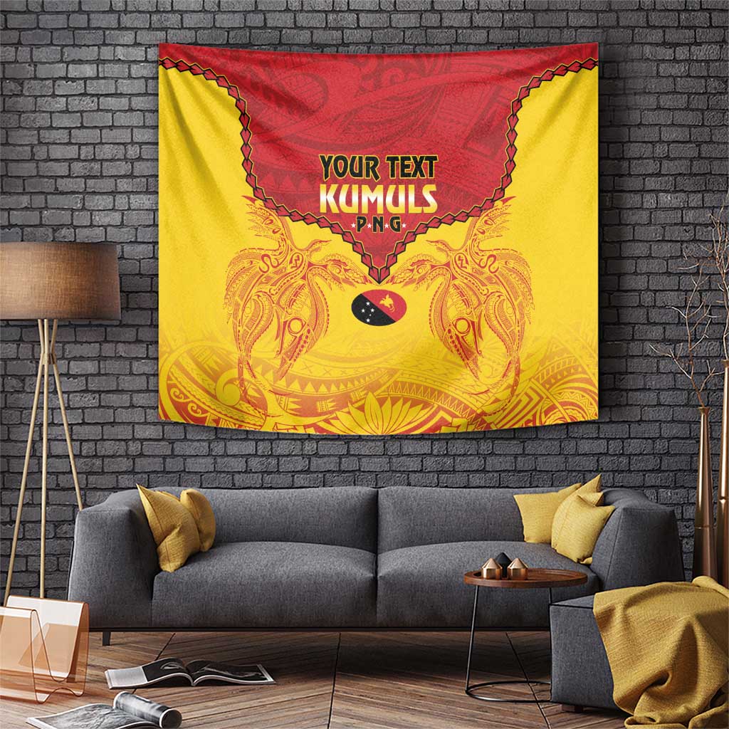 Papua New Guinea Rugby Custom Tapestry Go Kumuls PNG - Polynesian Pattern LT14 Yellow - Polynesian Pride