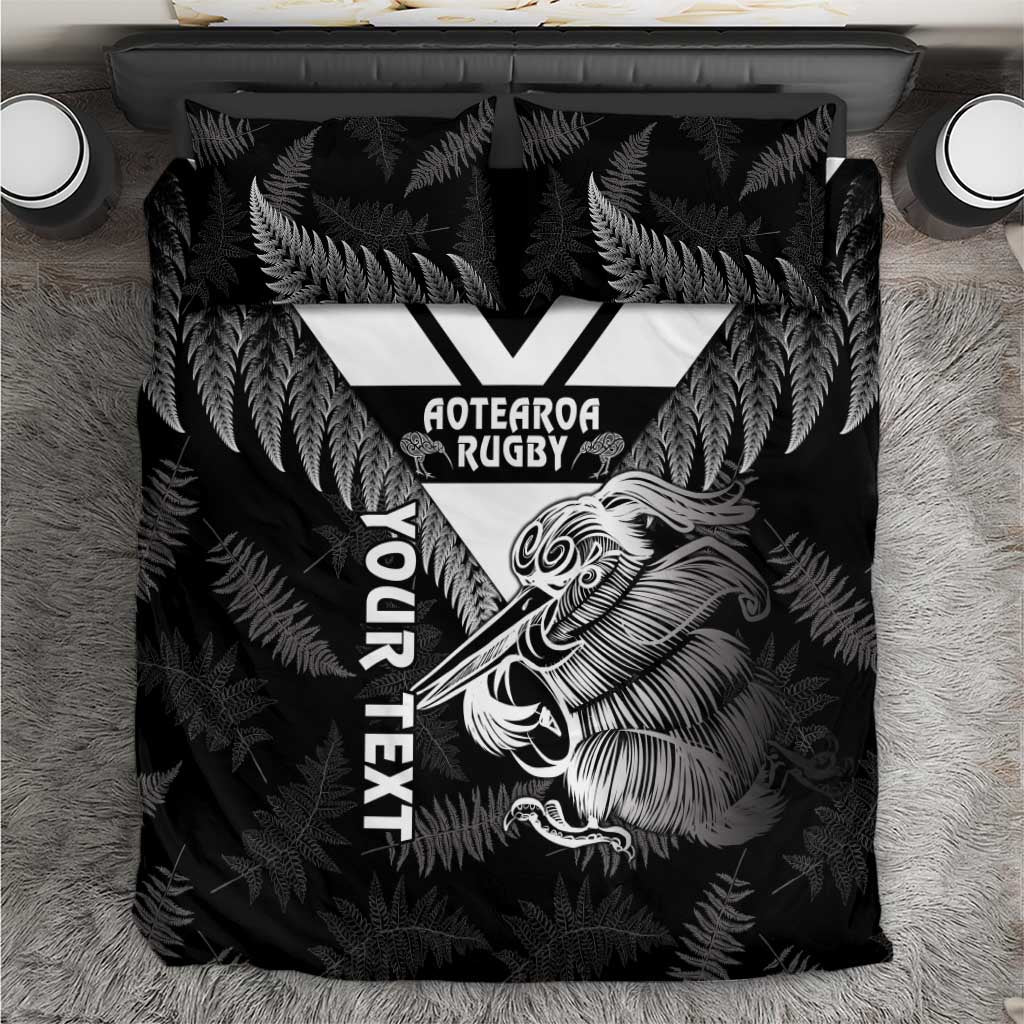 Aotearoa Silver Fern Rugby Custom Bedding Set 2024 Go Kiwi LT14 Black - Polynesian Pride