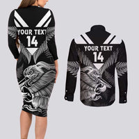 Aotearoa Silver Fern Rugby Custom Couples Matching Long Sleeve Bodycon Dress and Long Sleeve Button Shirt 2024 Go Kiwi