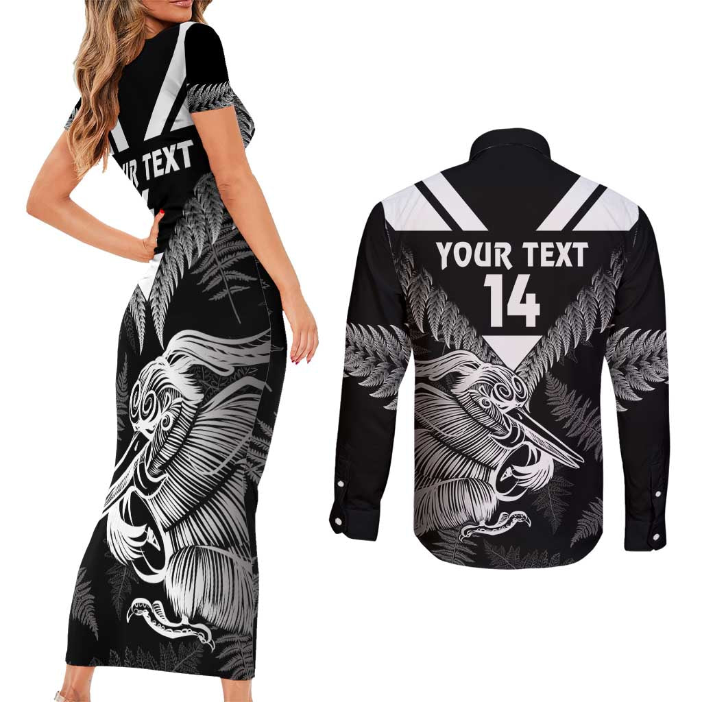Aotearoa Silver Fern Rugby Custom Couples Matching Short Sleeve Bodycon Dress and Long Sleeve Button Shirt 2024 Go Kiwi