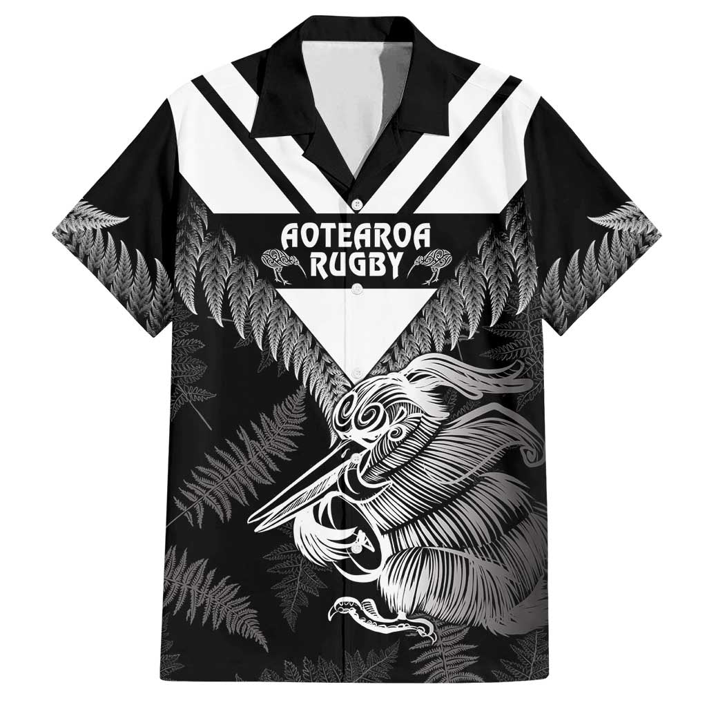 Aotearoa Silver Fern Rugby Custom Family Matching Summer Maxi Dress and Hawaiian Shirt 2024 Go Kiwi LT14 Dad's Shirt - Short Sleeve Black - Polynesian Pride