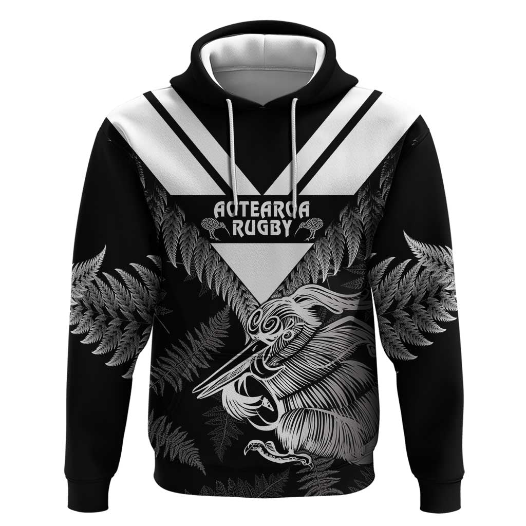 Aotearoa Silver Fern Rugby Custom Hoodie 2024 Go Kiwi LT14 Pullover Hoodie Black - Polynesian Pride