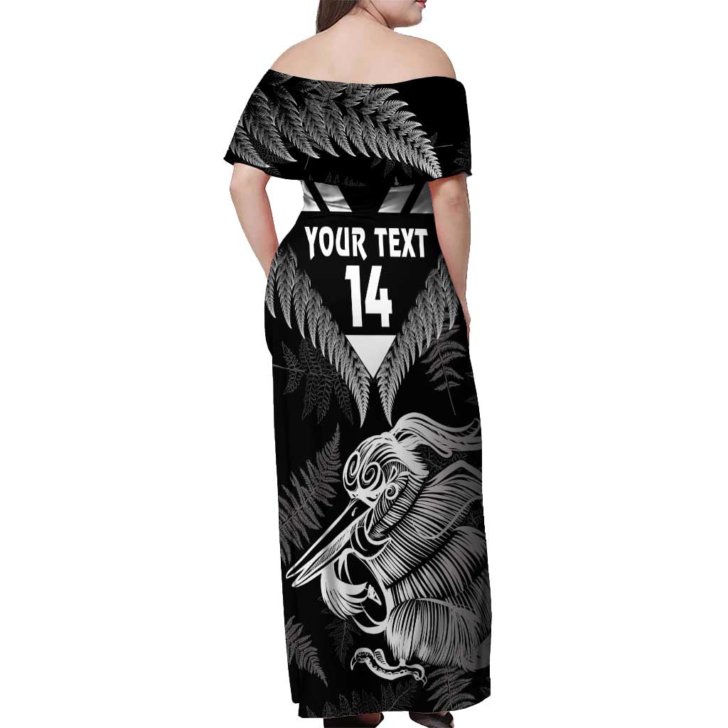 Aotearoa Silver Fern Rugby Custom Off Shoulder Maxi Dress 2024 Go Kiwi