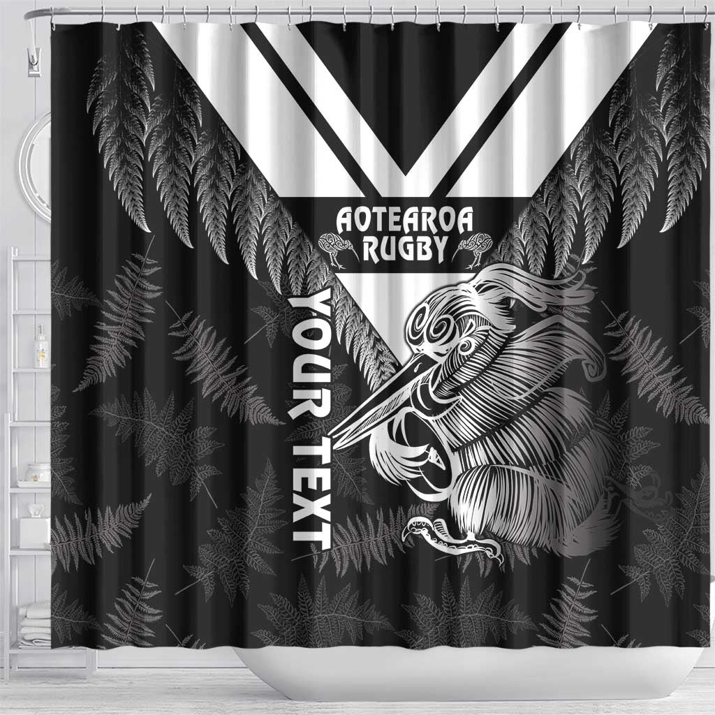 Aotearoa Silver Fern Rugby Custom Shower Curtain 2024 Go Kiwi LT14 - Polynesian Pride