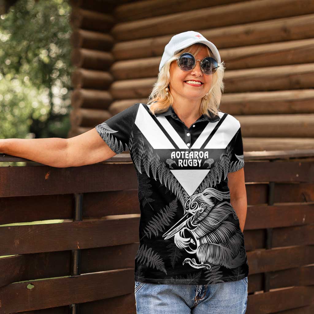 Aotearoa Silver Fern Rugby Custom Women Polo Shirt 2024 Go Kiwi