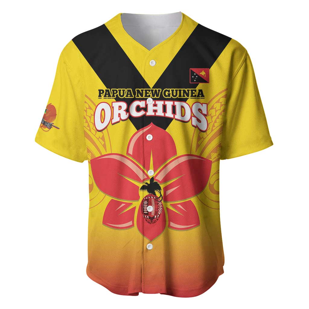 Orchids PNG Rugby Custom Baseball Jersey Go Champions Papua New Guinea LT14 Yellow - Polynesian Pride