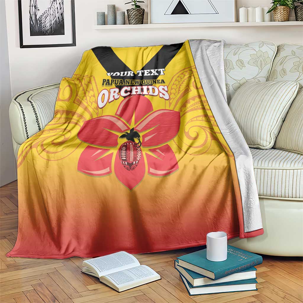 Orchids PNG Rugby Custom Blanket Go Champions Papua New Guinea LT14 Yellow - Polynesian Pride