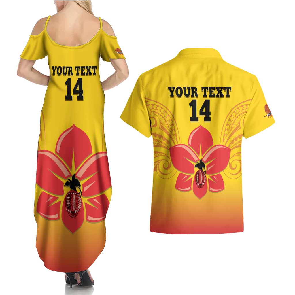 Orchids PNG Rugby Custom Couples Matching Summer Maxi Dress and Hawaiian Shirt Go Champions Papua New Guinea