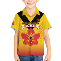 Orchids PNG Rugby Custom Family Matching Tank Maxi Dress and Hawaiian Shirt Go Champions Papua New Guinea LT14 Son's Shirt Yellow - Polynesian Pride