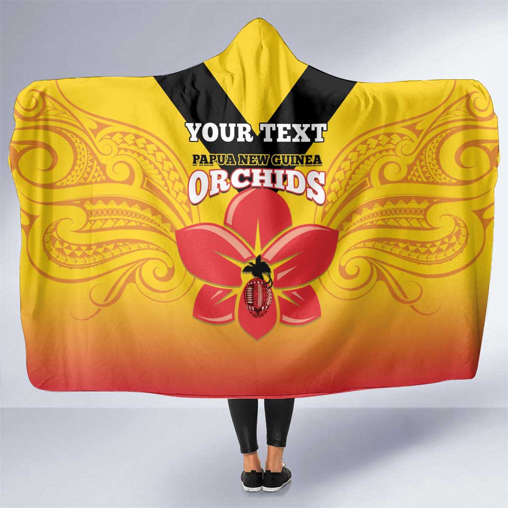 Orchids PNG Rugby Custom Hooded Blanket Go Champions Papua New Guinea LT14 One Size Yellow - Polynesian Pride
