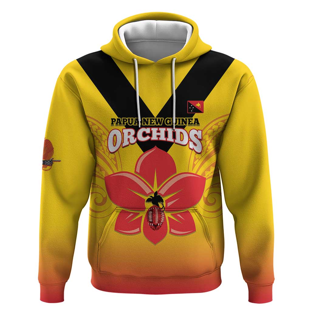 Orchids PNG Rugby Custom Hoodie Go Champions Papua New Guinea LT14 Pullover Hoodie Yellow - Polynesian Pride