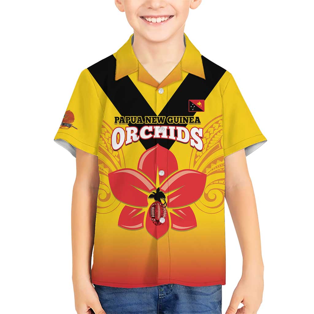 Orchids PNG Rugby Custom Kid Hawaiian Shirt Go Champions Papua New Guinea LT14 Kid Yellow - Polynesian Pride