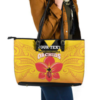 Orchids PNG Rugby Custom Leather Tote Bag Go Champions Papua New Guinea LT14 - Polynesian Pride