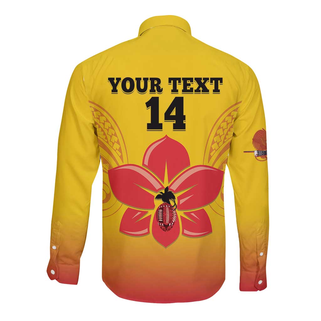 Orchids PNG Rugby Custom Long Sleeve Button Shirt Go Champions Papua New Guinea LT14 - Polynesian Pride