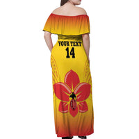 Orchids PNG Rugby Custom Off Shoulder Maxi Dress Go Champions Papua New Guinea LT14 - Polynesian Pride