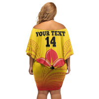 Orchids PNG Rugby Custom Off Shoulder Short Dress Go Champions Papua New Guinea LT14 - Polynesian Pride