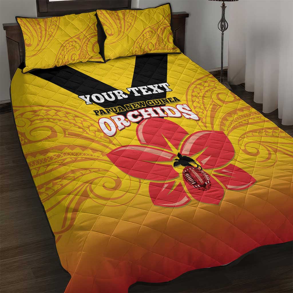 Orchids PNG Rugby Custom Quilt Bed Set Go Champions Papua New Guinea LT14 Yellow - Polynesian Pride