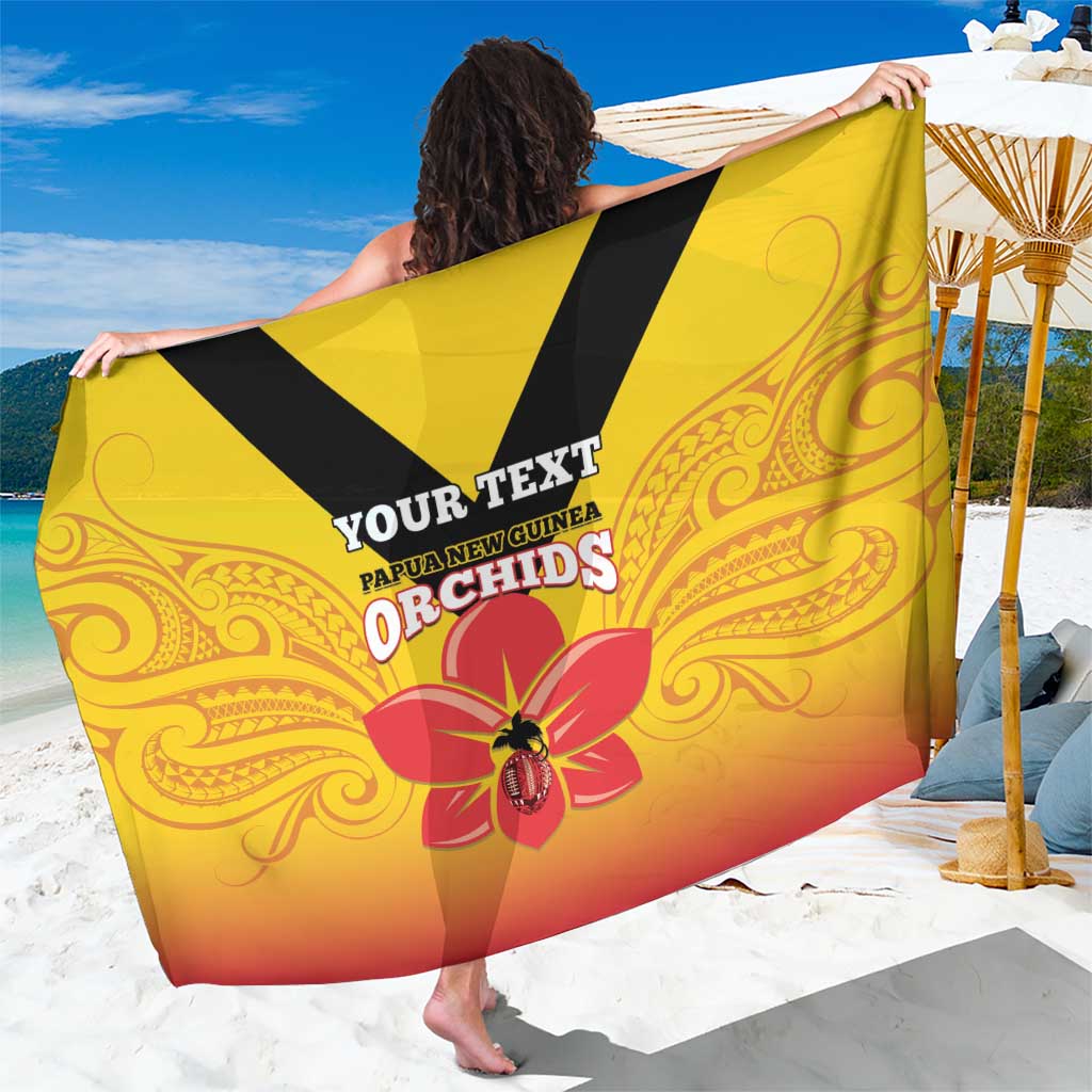Orchids PNG Rugby Custom Sarong Go Champions Papua New Guinea LT14 One Size 44 x 66 inches Yellow - Polynesian Pride