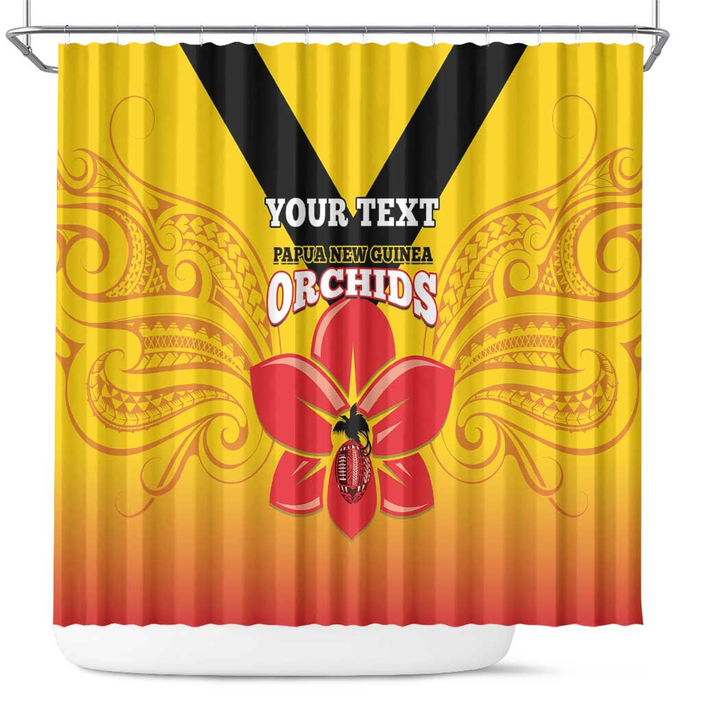 Orchids PNG Rugby Custom Shower Curtain Go Champions Papua New Guinea LT14 Yellow - Polynesian Pride