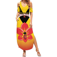 Orchids PNG Rugby Custom Summer Maxi Dress Go Champions Papua New Guinea LT14 Women Yellow - Polynesian Pride