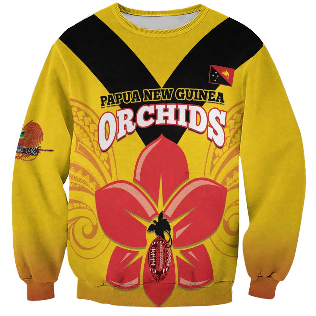 Orchids PNG Rugby Custom Sweatshirt Go Champions Papua New Guinea LT14 Unisex Yellow - Polynesian Pride