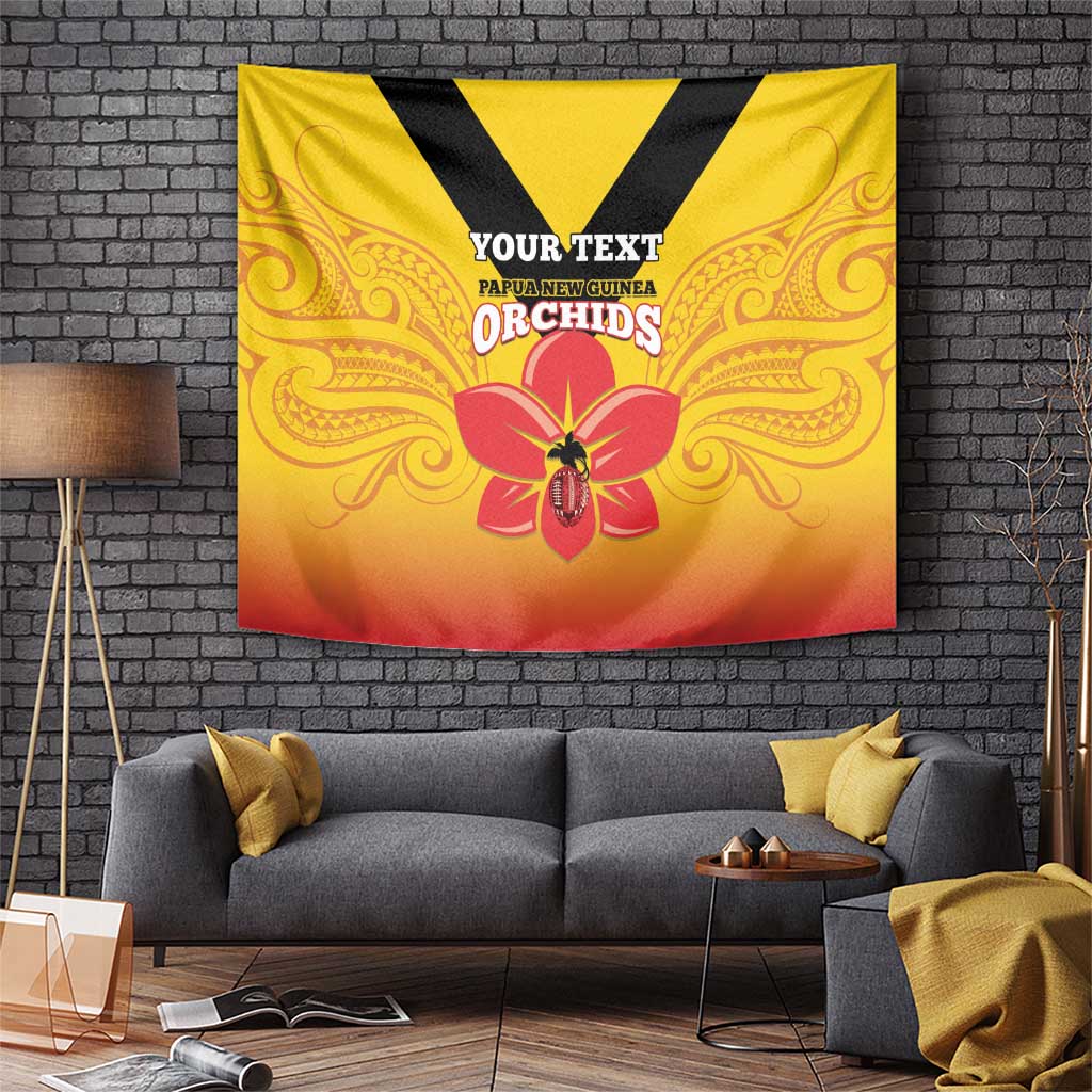 Orchids PNG Rugby Custom Tapestry Go Champions Papua New Guinea LT14 Yellow - Polynesian Pride