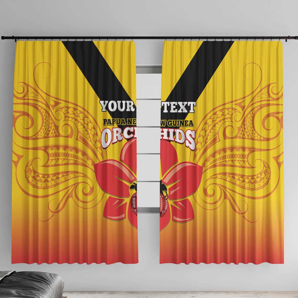 Orchids PNG Rugby Custom Window Curtain Go Champions Papua New Guinea LT14 With Hooks Yellow - Polynesian Pride