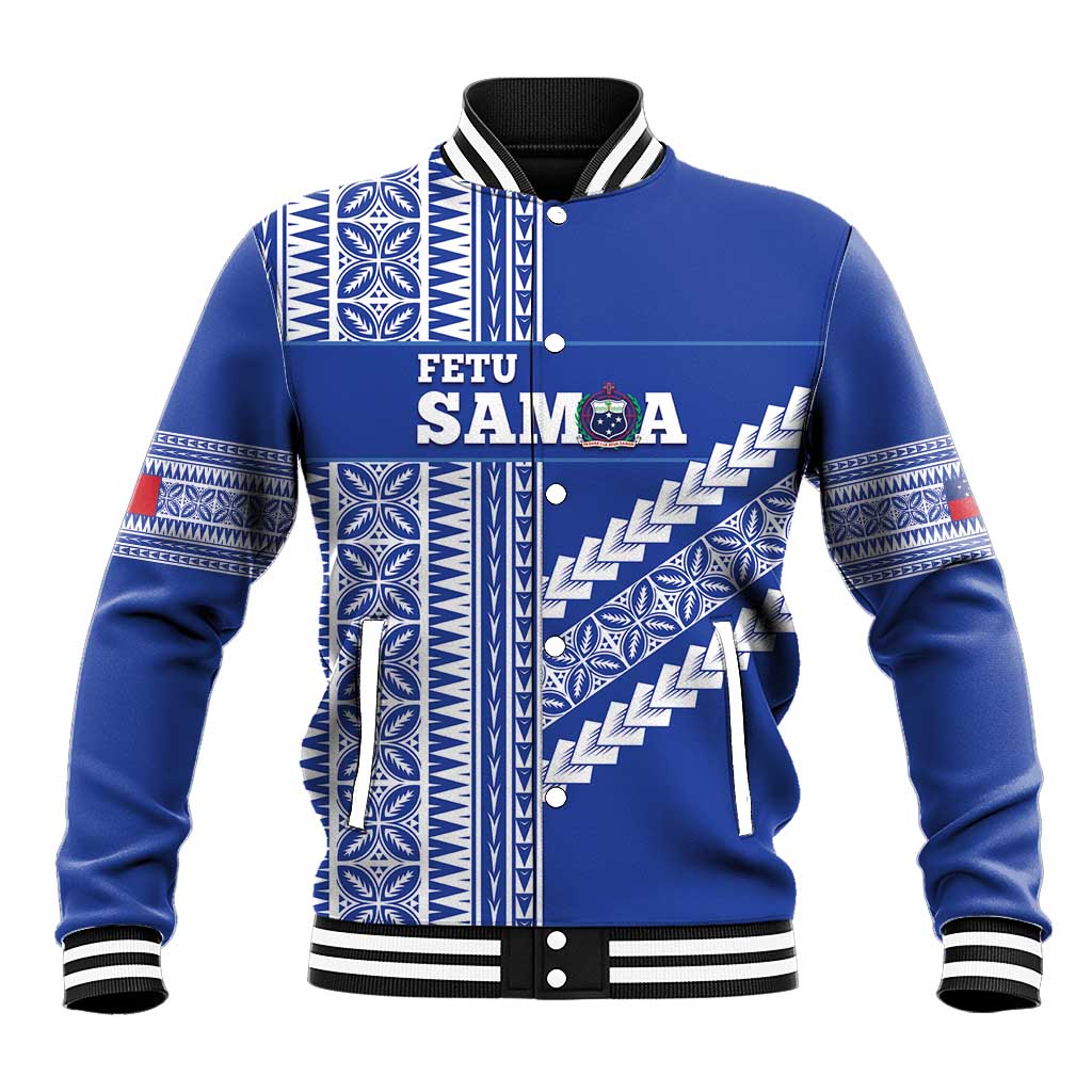 Fetu Samoa Rugby Custom Baseball Jacket Siapo Pattern - Sporty Style LT14 Unisex Blue - Polynesian Pride