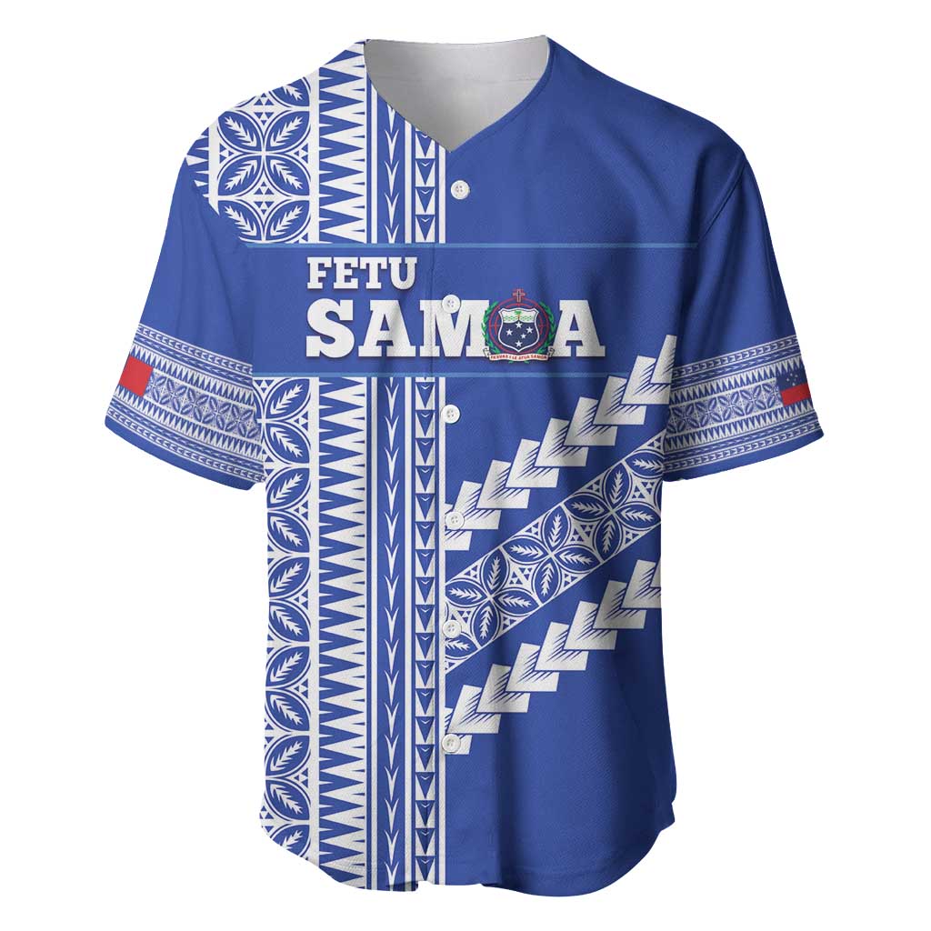 Fetu Samoa Rugby Custom Baseball Jersey Siapo Pattern - Sporty Style LT14 Blue - Polynesian Pride