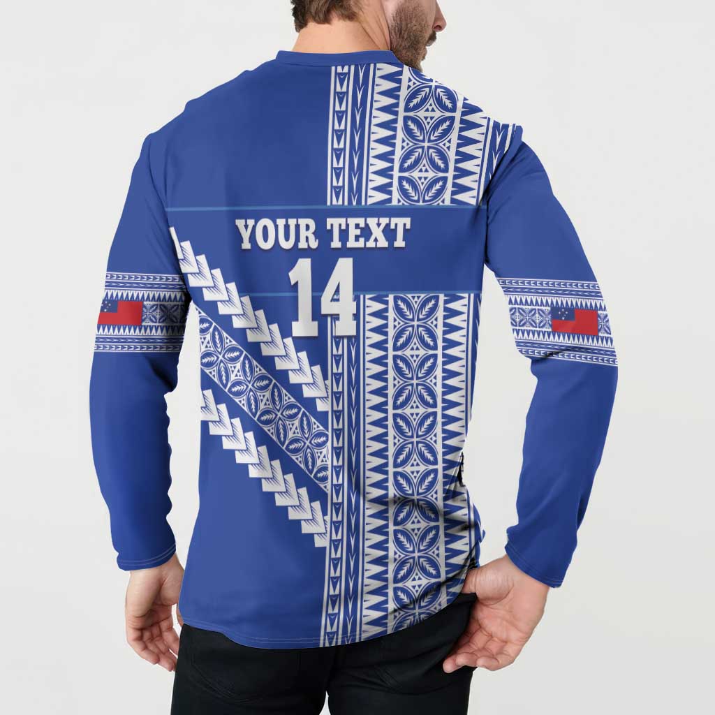 Fetu Samoa Rugby Custom Button Sweatshirt Siapo Pattern - Sporty Style LT14 - Polynesian Pride